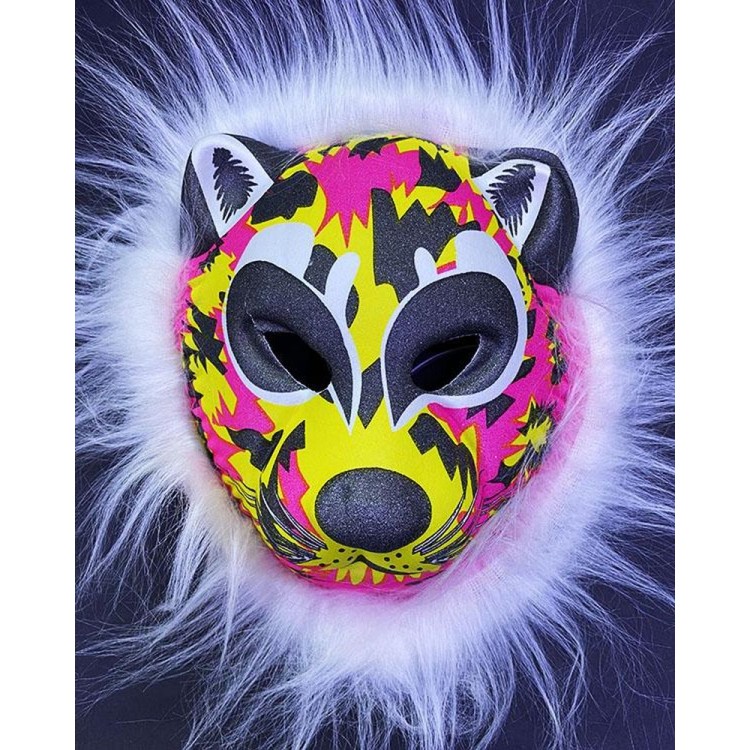 White Plush Colorful Unbreakable Soft Leopard Tiger Dog Mask 22x19 cm
