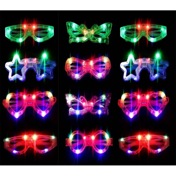 Mixed 6 Models Blinking Party Glasses with LED Lights 12 Pieces