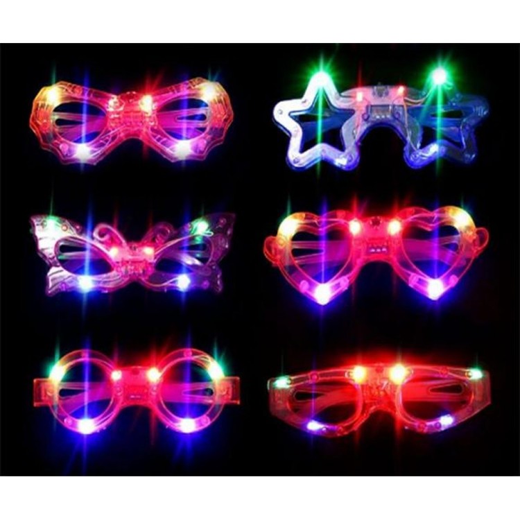 Mixed 6 Models Flashing Party Glasses with LED Lights 6 Pieces