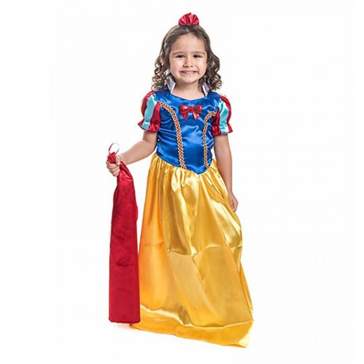 Red Plain Snow White Costume with Cape - 2-3 YEARS -Crown yok
