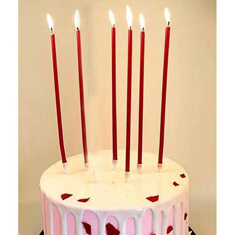 Long Red Color Cake Party Candle 6 Pieces16cm