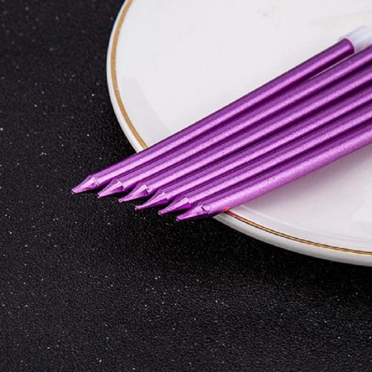 Long Purple Color Cake Party Candle 6 Pieces16cm