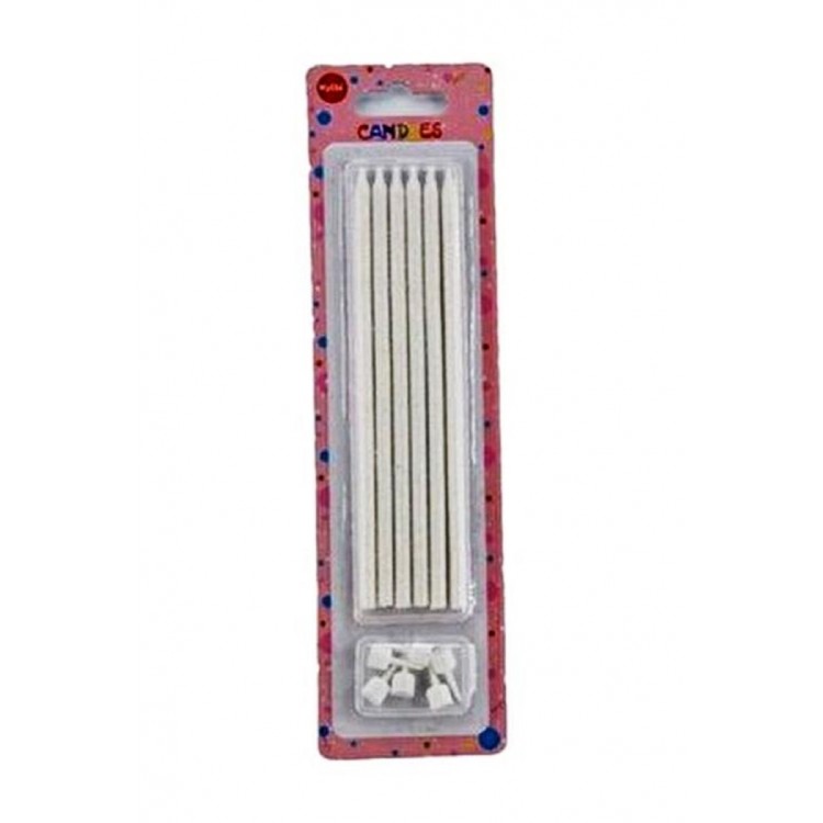 Pearl White Glitter Cake Candle 6 Pieces 16cm