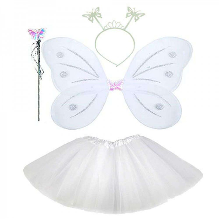 White Costume - White Costume Accessory Set 4 Pieces