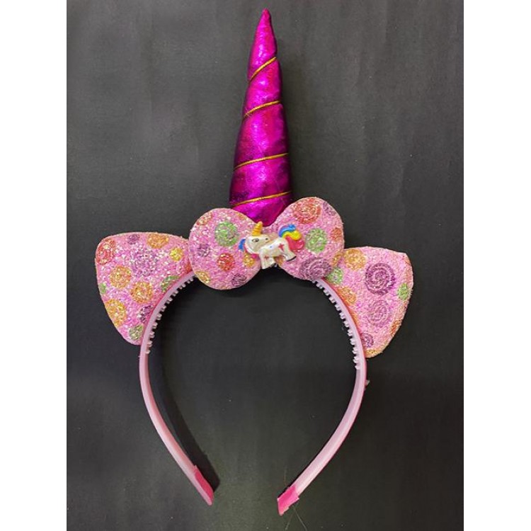 fuchsia Children's Unicorn Crown with Unicorn Figure 17x27 cm