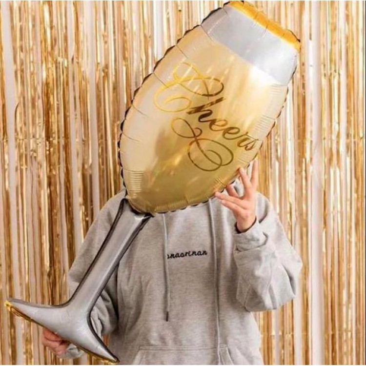 Goblet Shaped Cheers Written Foil Balloon 37x92 cm