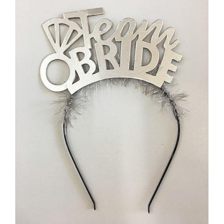 Team Bride Yazılı Alyanslı Gümüş Renk Parti Tacı