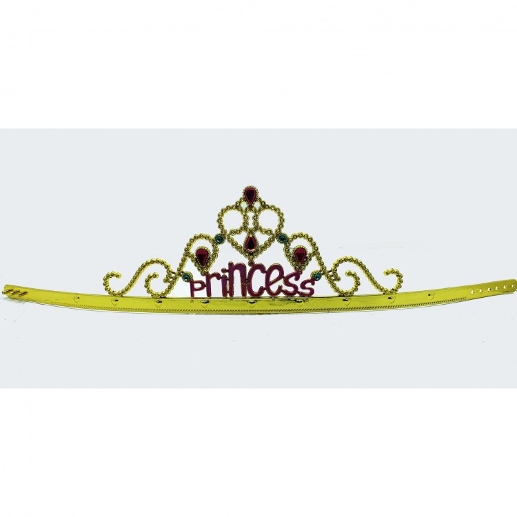 Princess Written Gold Color Adjustable Party Crown 60cm