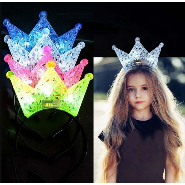 Led Işıklı Kraliçe Tacı Kral Tacı Pembe Renk