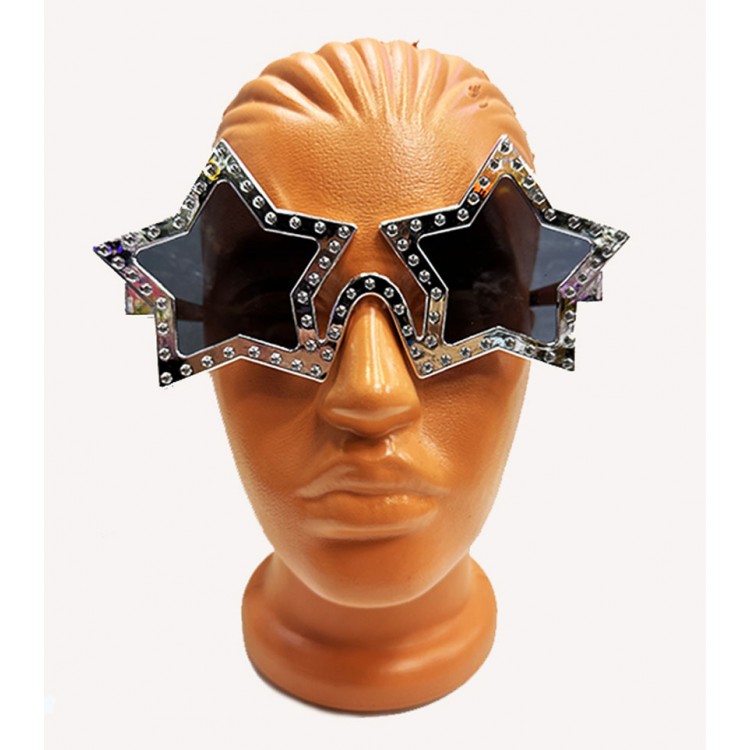 Star Shaped Shiny Metalized Party Glasses Silver Color 16X7 cm