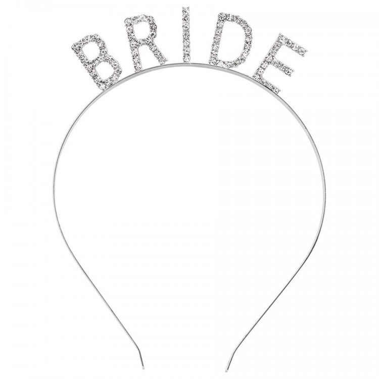Gümüş Renk Bekarlığa Veda Kristal Taş Bride Tacı İthal 16x10 cm