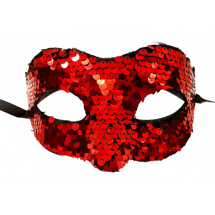 Red Color Sequined Sequin Party Mask Prom Venetian