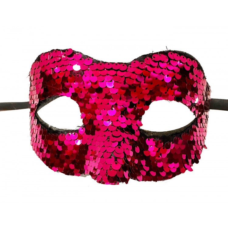 Fuchsia Color Sequined Sequin Party Mask Prom Venetian