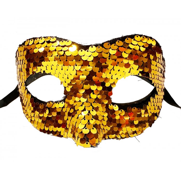 Gold Color Sequined Sequin Party Mask Prom Venetian