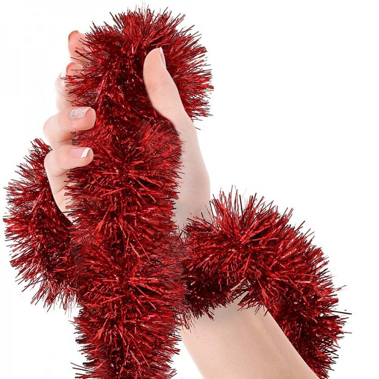 Glitter Ornament for Party 2 Meters Length 6 cm Width Red Color Imported