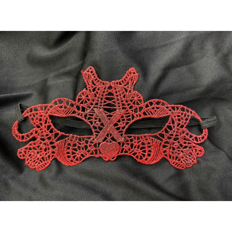 Kırmızı Dantel Masquerade Maskesi Çift Taraflı 10 No