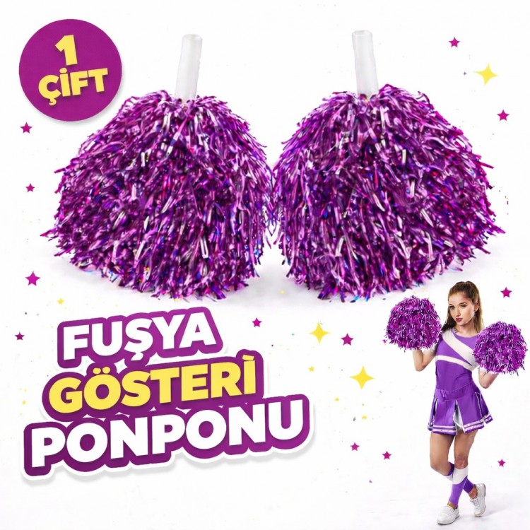 1 Pair (2 Pieces) Fuchsia Color April 2319 May 29 October School Performance Pompoms
