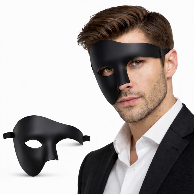 Siyah Yarım Erkek Maske – Phantom Parti & Balo Maskesi