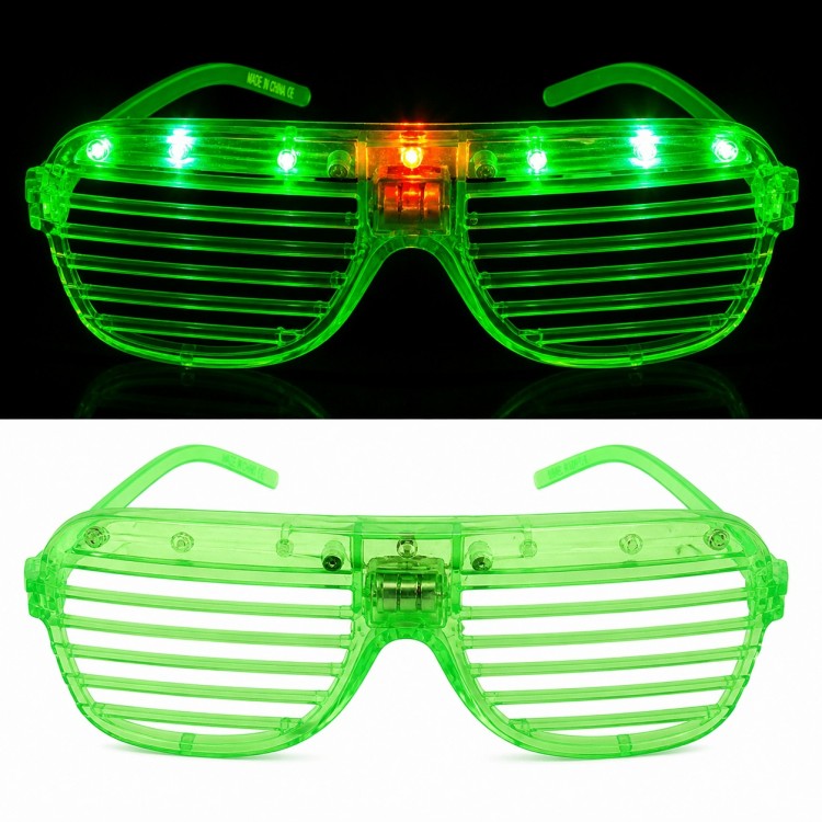 LED Lighted Shutter Party Glasses Green Color Shutter Glasses
