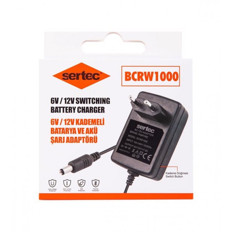 BCRW1000 6V/12V 1A Kademeli Batarya ve Akü Şarj Adaptörü