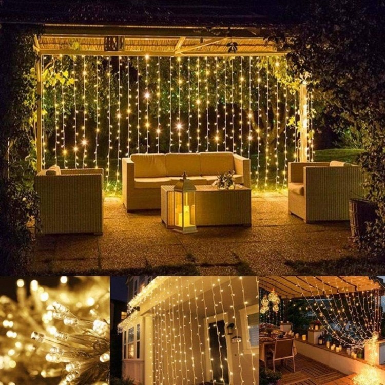 2 x 2 Perde Led Sarı Işık