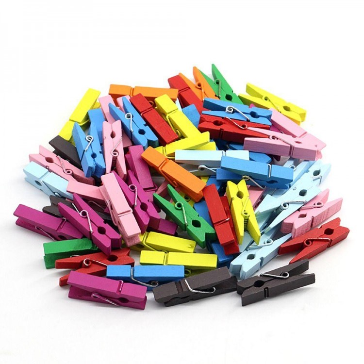 100 Colored Wooden Pegs 2.5 Cm 12 Pack 1200 Pieces