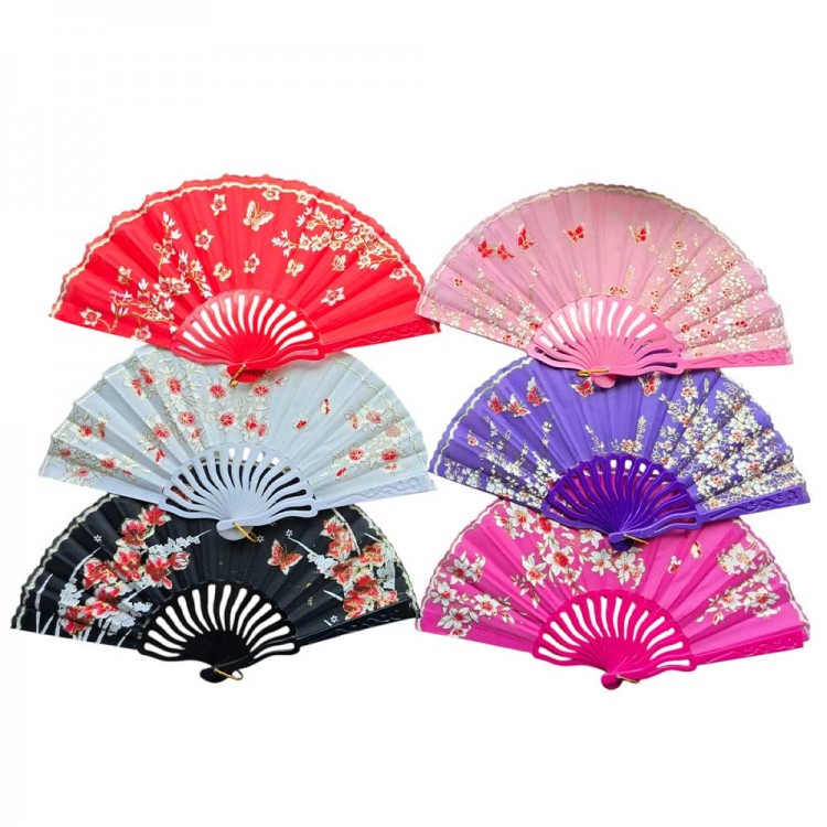 Plastic Fabric Fan 12 Pack Mixed OB-051