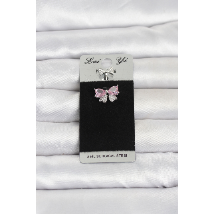 316L Cerrahi Çelik Pembe Fiyonk Model Göbek Piercing 5886