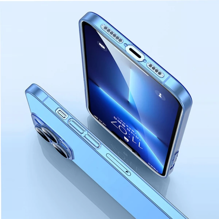 Ally iPhone 13 Pro 6.1inch Frosted Glass Şeffaf Kamera Korumalı Kılıf-(5775)