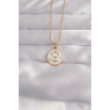 316L Çelik Gold Renk Beyaz Mineli Karışık Figürlü Tarot Kolye 5886
