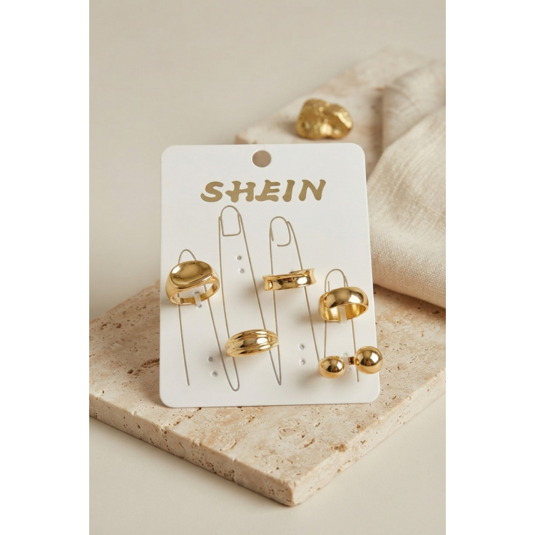Gold Renk Pirinç Bohem Yüzük Kombini BYK4268 5886