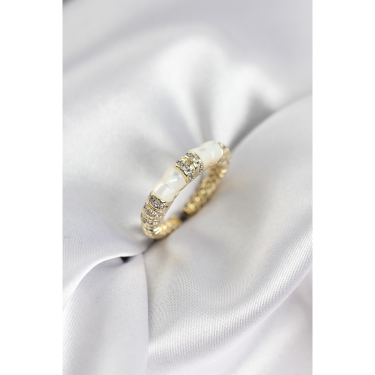 Zirkon Taşlı Kemik Model Gold Renk Kadın Yüzük 5886