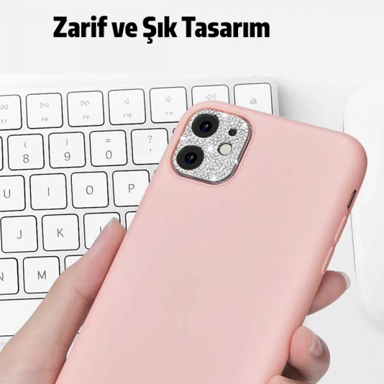 ALLY İPhone 11 Kamera Koruyucu Lens Diamond Taş İşlemeli-(5775)