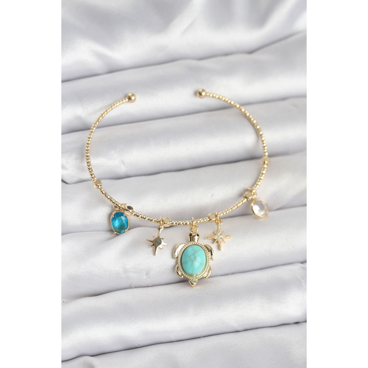 Caretta Caretta Charmlı Gold Renk Kadın Bileklik 5886