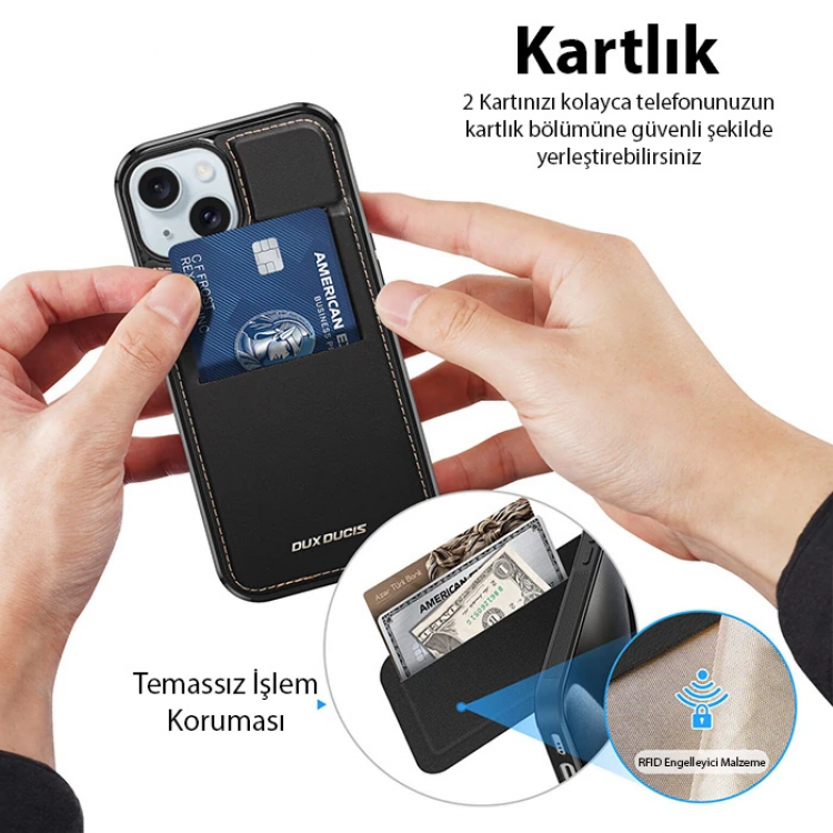 Dux Ducis iPhone 14 Plus Rafi Series MagSafe Premium Deri Kılıf-(5775)