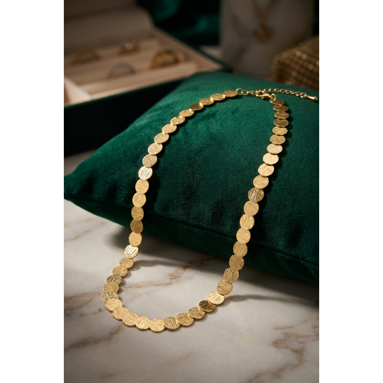 Plaka Model Gold Renk Pirinç Kadın Kolye 5886