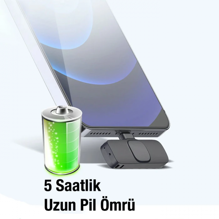 Ally K8 Lightning iPhone Tak Konuş Wireless Kablosuz Mini Yaka Mikrofonu Canlı Yayın Mikrofonu-(5775)