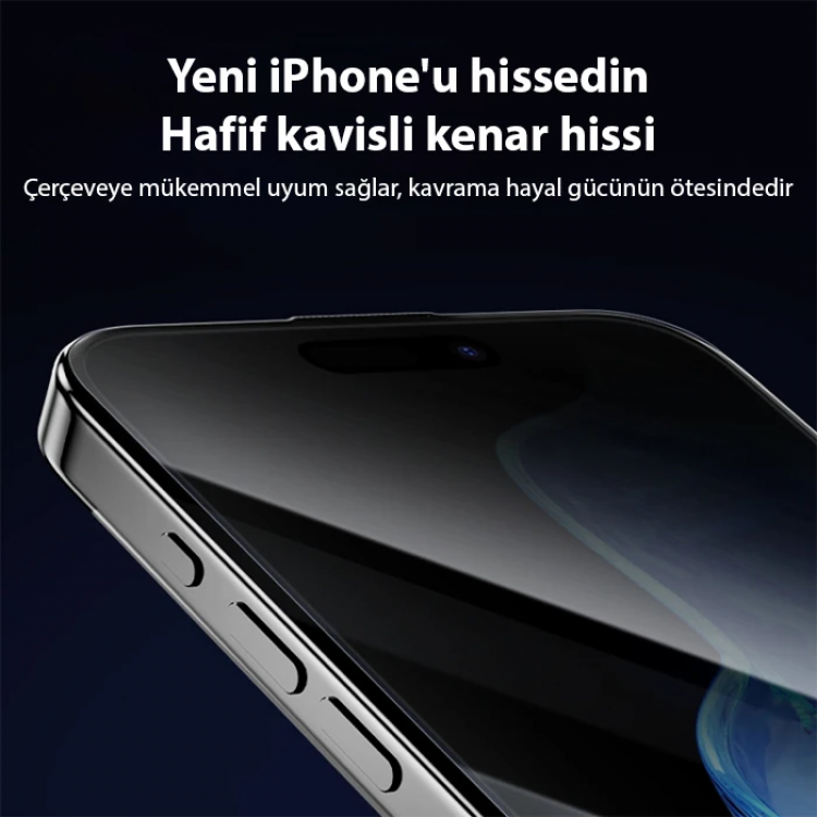 Ally iPhone 14 Privacy Hayalet Full Koruma Tempered Cam Ekran Koruyucu-(5775)