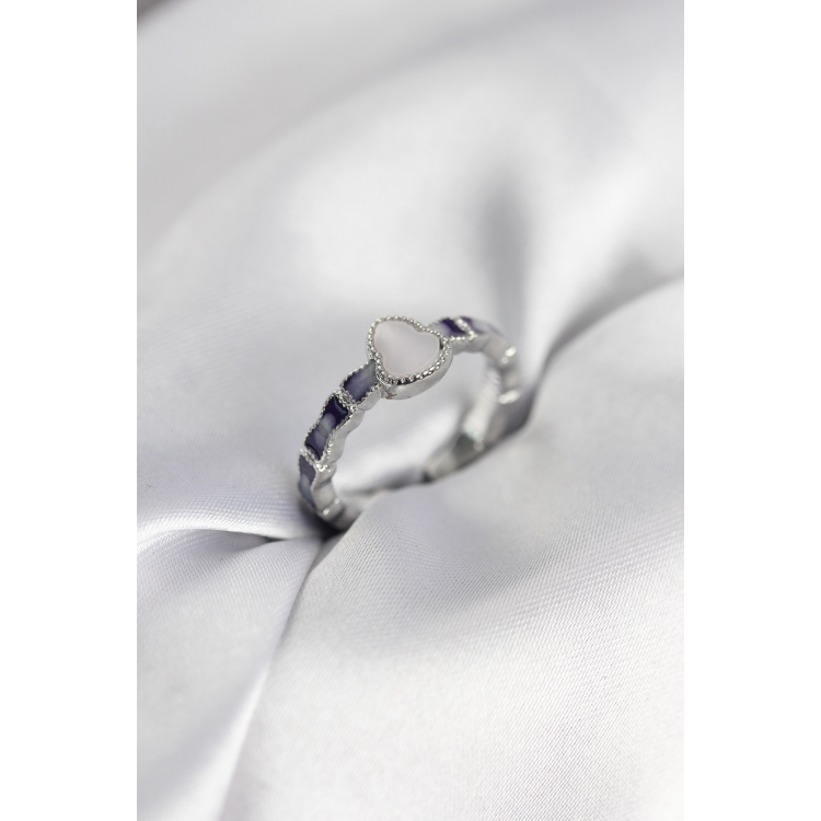 Gümüş Renk Mineli Su Kabağı Model Kadın Yüzük 5886