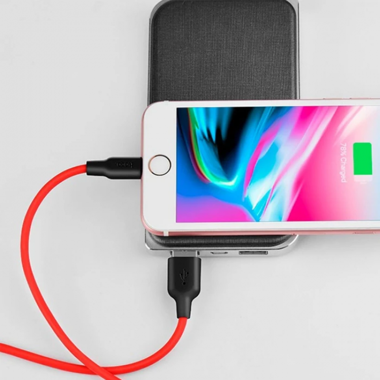 HOCO X21 USB to iPhone Lightning 2A Silikon Hızlı Şarj ve Data Kablosu-(5775)