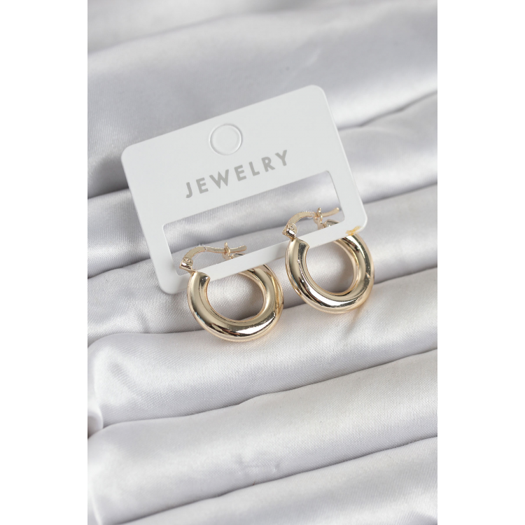 Gold Renk Pirinç Halka 20 mm Kadın Küpe 5886