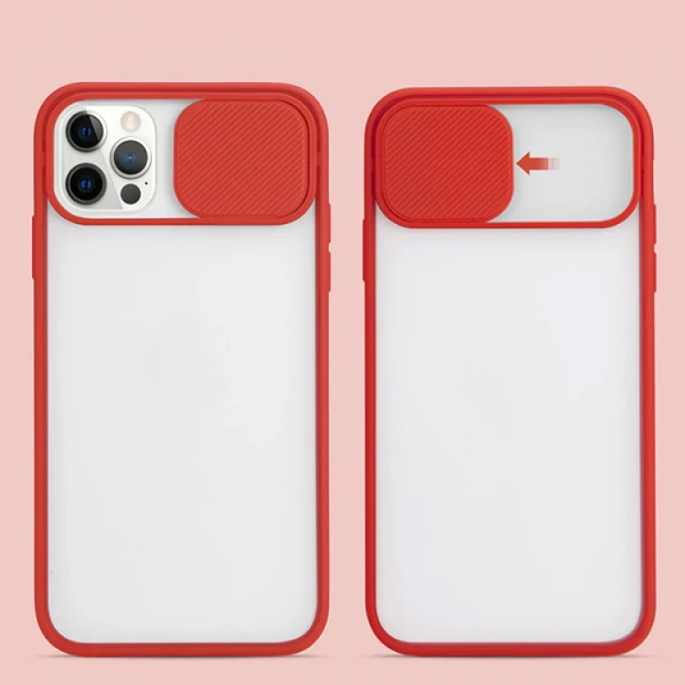 Ally İPhone 12 Pro 6.1 Kamera koruyucu Sürgülü Şeffaf Kılıf-(5775)