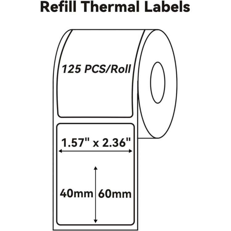 NIIMBOT T40 Etiket 40mm x 60mm 125 adet Şeffaf  (B1B21SB3S)(1923)