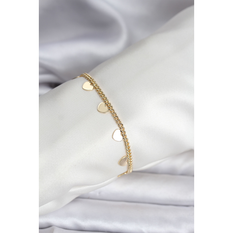 14K Gold Renk Kaplama Kalpli Model CM Kadın Bileklik 5886