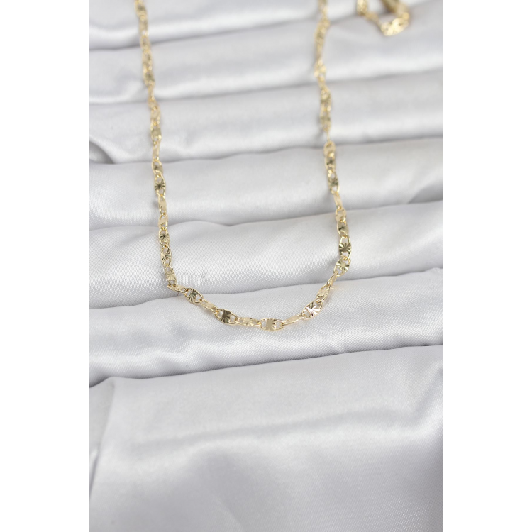CM 14K Gold Renk Lazerli Gemici Zincir Model 60 cm Kadın Kolye 5886