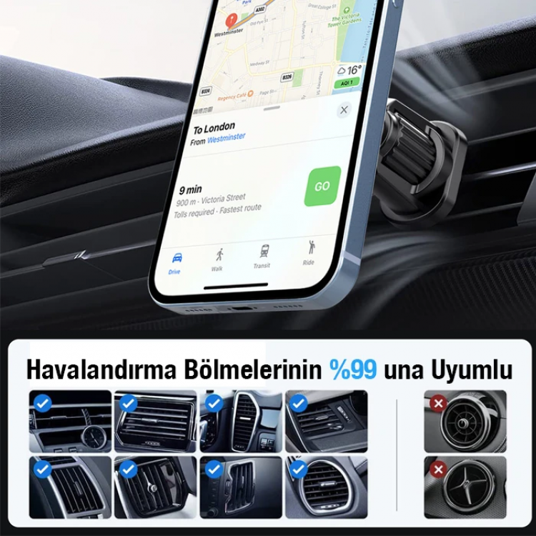 ALLY ML-216 MagSafe Araç İçi Havalandırma Telefon Tutucu-(5775)