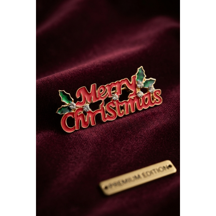 Yılbaşı Temalı Merry Chirstmas Yazılı Broş 5886