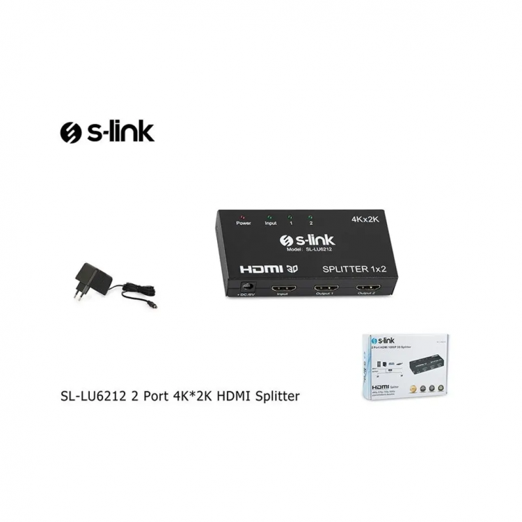 S-LINK SL-LU6212 HDMI Çoklayıcı 1Giriş 2Çıkış (1PC-2Monitör)(1923)