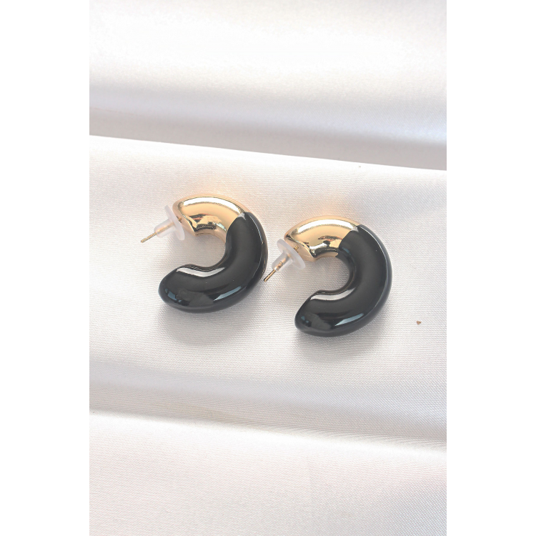 CCB Siyah Gold Çift Renk Küpe 5886