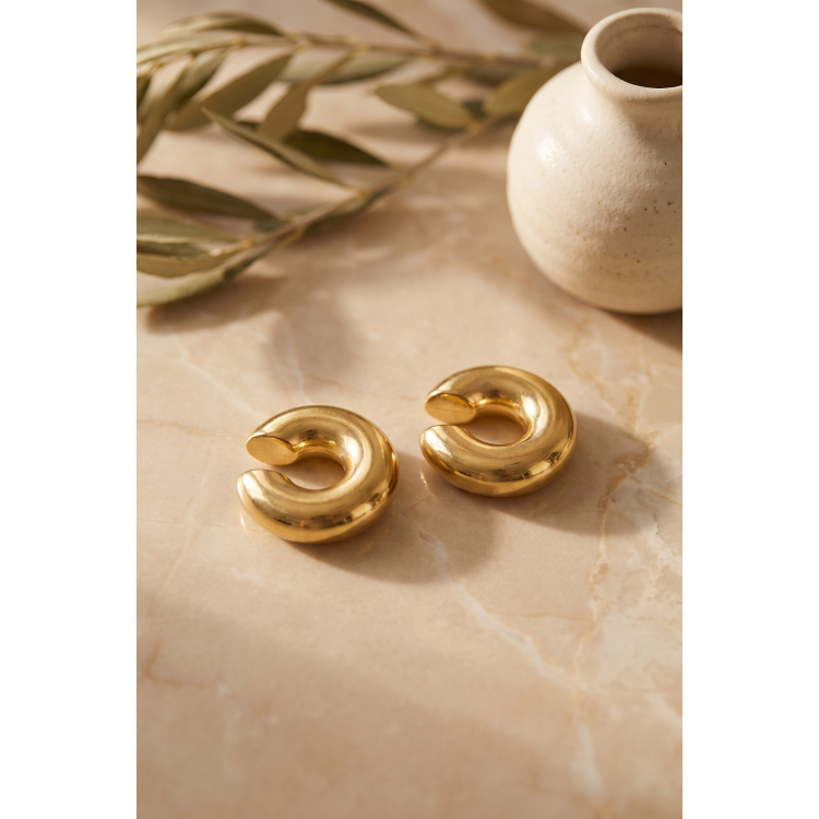 316L Çelik Gold Renk Çiftli Earcuff Küpe 5886
